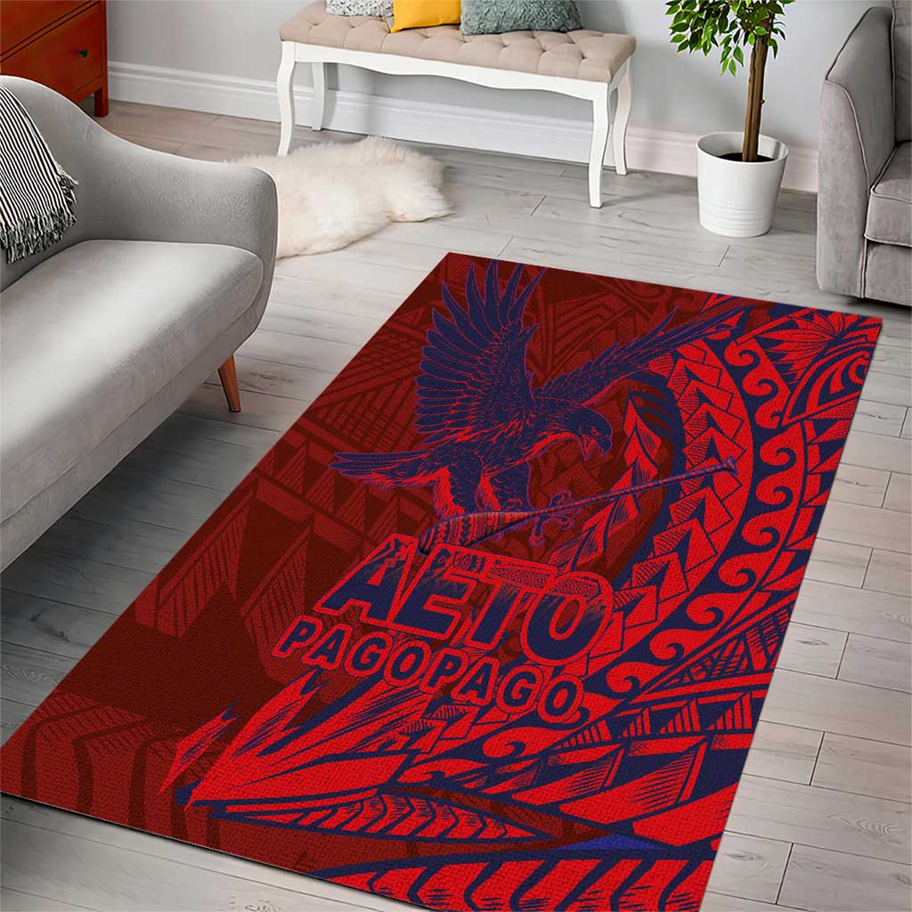 American Samoa Pago Pago Aeto Area Rug Wingstyle Red-Blue Color LT03 - Polynesian Pride