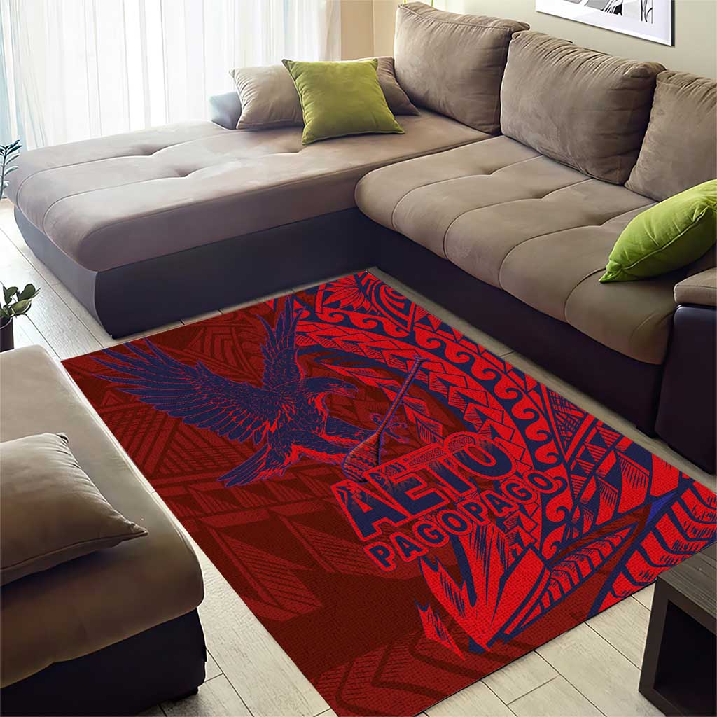 American Samoa Pago Pago Aeto Area Rug Wingstyle Red-Blue Color LT03 - Polynesian Pride