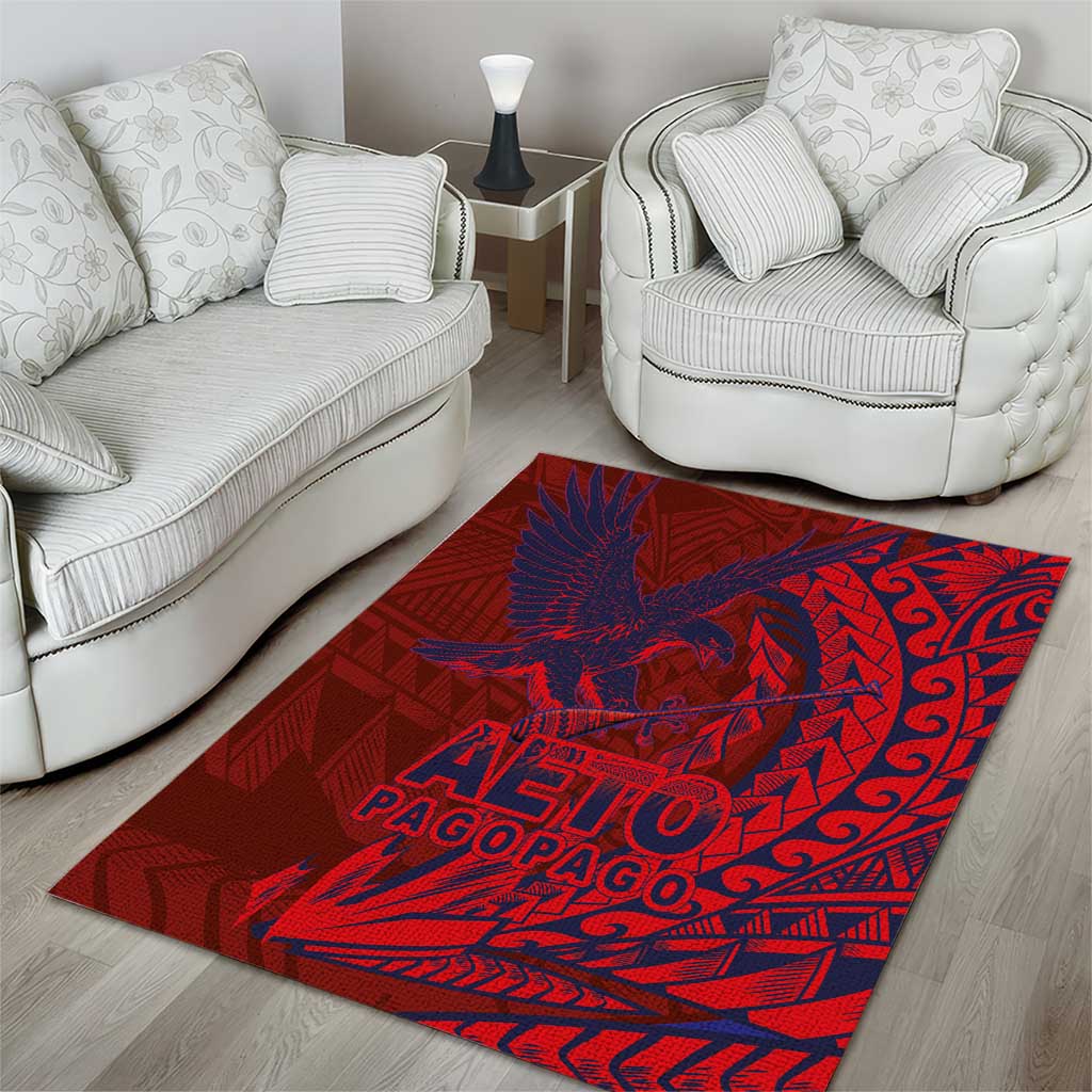 American Samoa Pago Pago Aeto Area Rug Wingstyle Red-Blue Color LT03 - Polynesian Pride