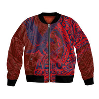 American Samoa Pago Pago Aeto Bomber Jacket Wingstyle Red-Blue Color LT03 Unisex Red - Polynesian Pride