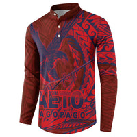 American Samoa Pago Pago Aeto Button Sweatshirt Wingstyle Red-Blue Color LT03 - Polynesian Pride