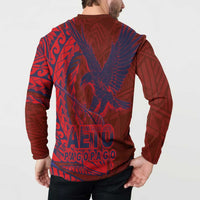 American Samoa Pago Pago Aeto Button Sweatshirt Wingstyle Red-Blue Color LT03 - Polynesian Pride