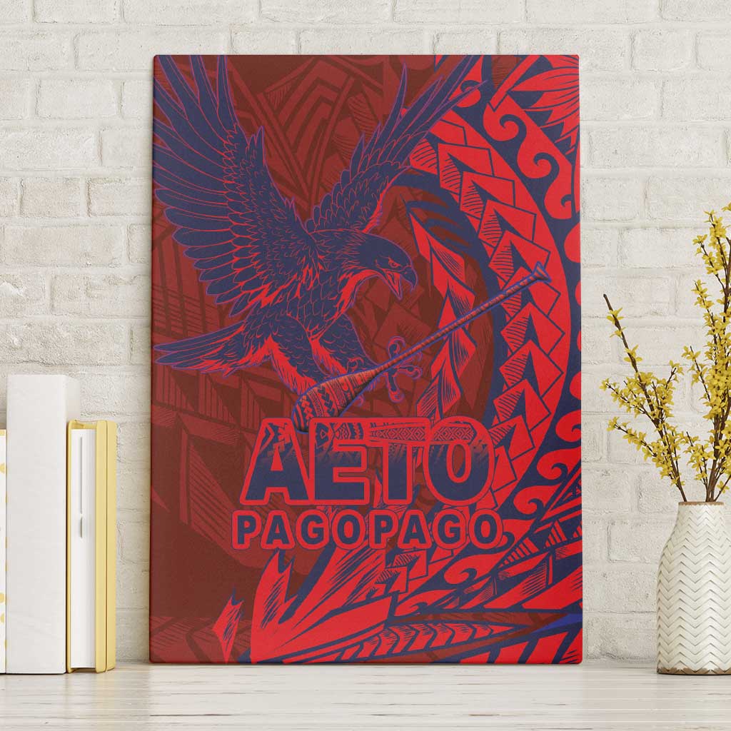 American Samoa Pago Pago Aeto Canvas Wall Art Wingstyle Red-Blue Color LT03 Without Frame Red - Polynesian Pride
