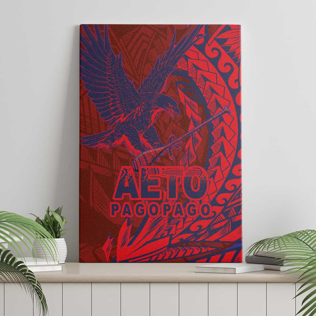 American Samoa Pago Pago Aeto Canvas Wall Art Wingstyle Red-Blue Color LT03 - Polynesian Pride