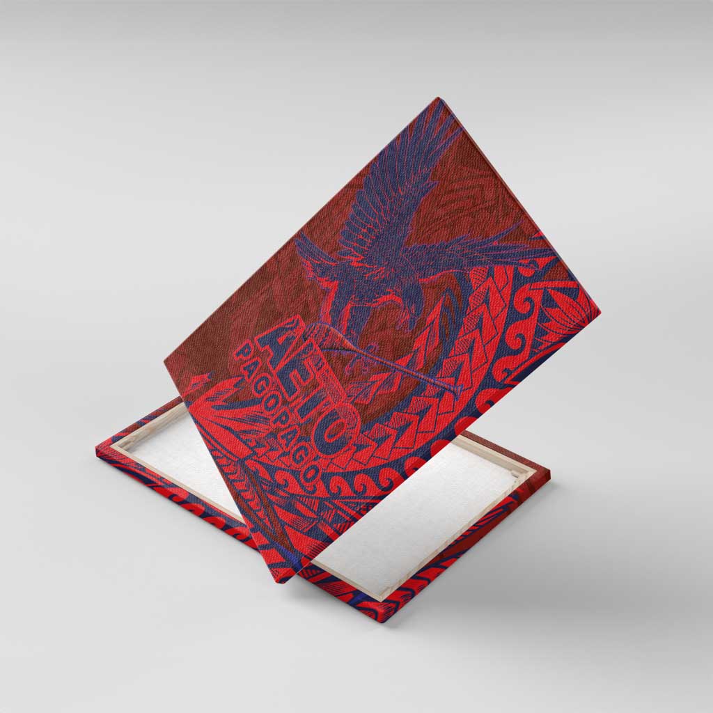 American Samoa Pago Pago Aeto Canvas Wall Art Wingstyle Red-Blue Color LT03 With Frame Red - Polynesian Pride