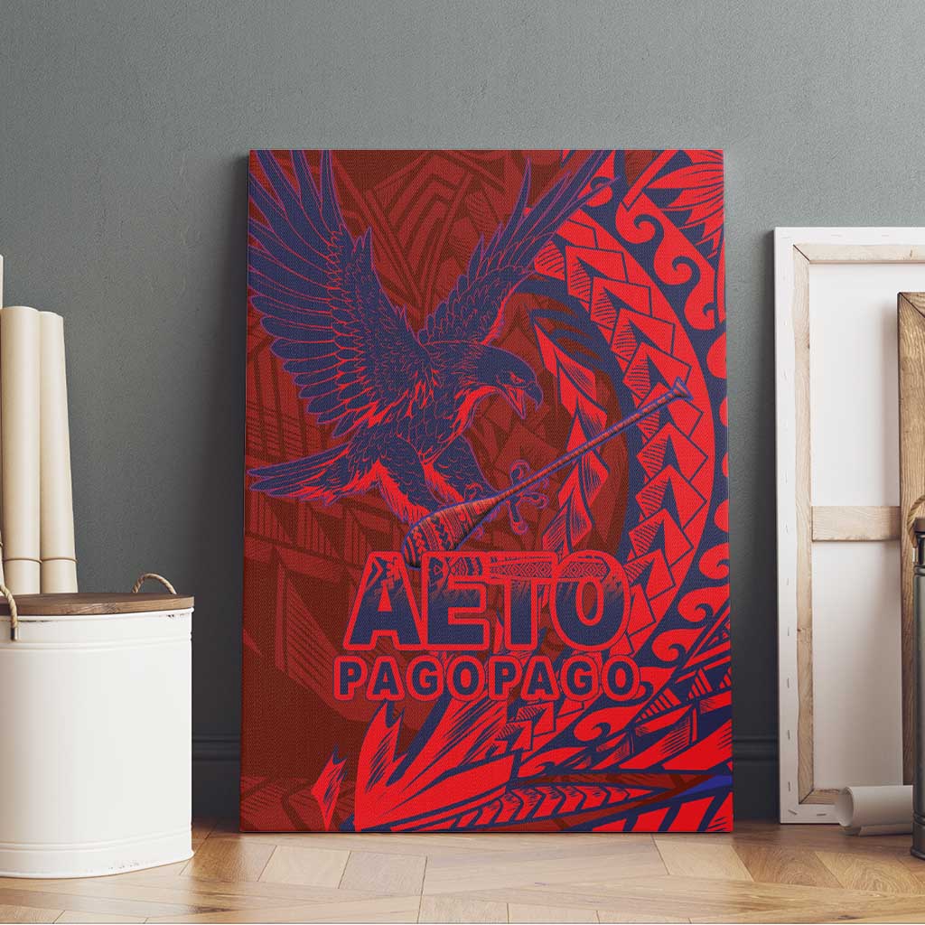 American Samoa Pago Pago Aeto Canvas Wall Art Wingstyle Red-Blue Color LT03 - Polynesian Pride