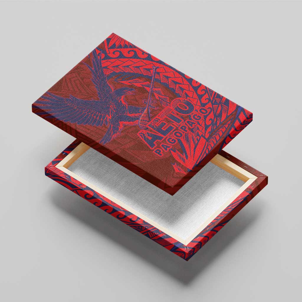 American Samoa Pago Pago Aeto Canvas Wall Art Wingstyle Red-Blue Color LT03 - Polynesian Pride