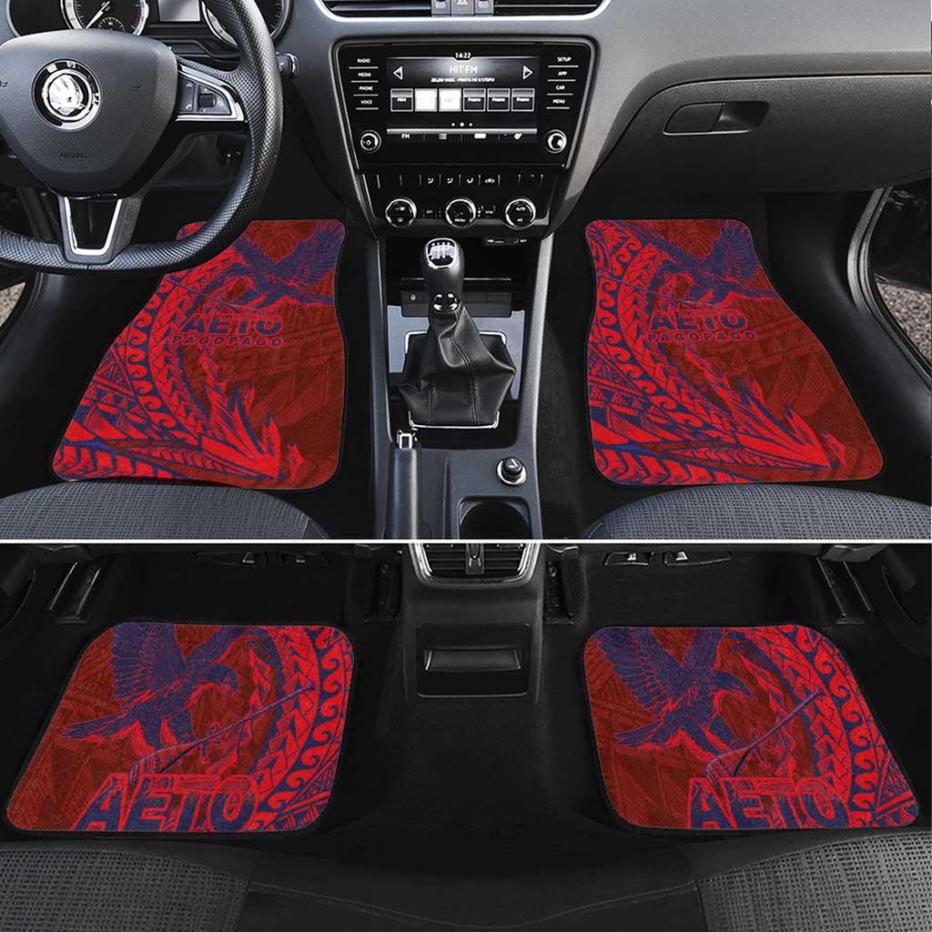 American Samoa Pago Pago Aeto Car Mats Wingstyle Red-Blue Color LT03 Set 4pcs Red - Polynesian Pride