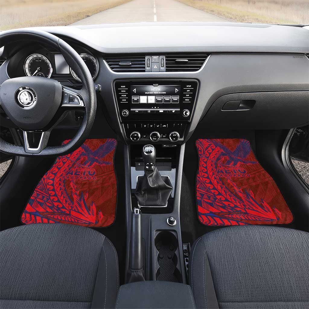 American Samoa Pago Pago Aeto Car Mats Wingstyle Red-Blue Color LT03 Set 2pcs - Front Red - Polynesian Pride