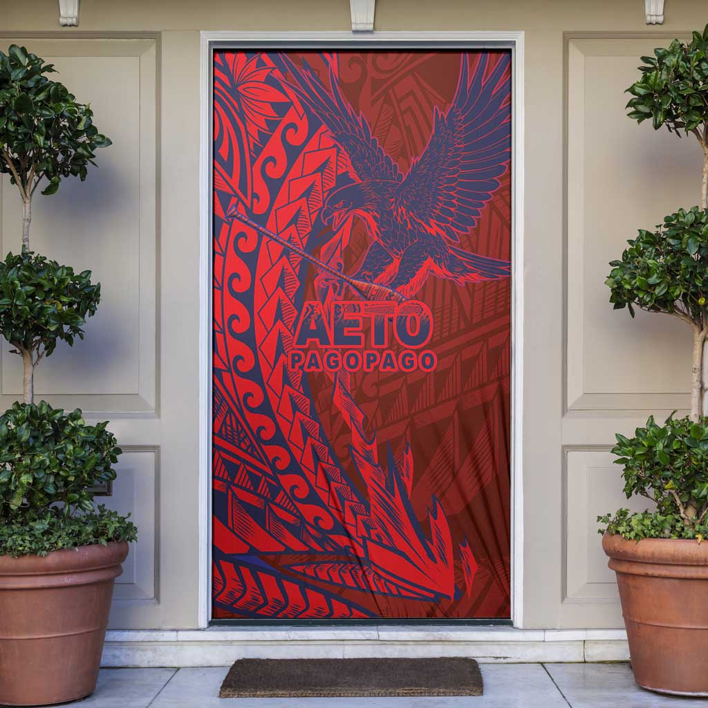 American Samoa Pago Pago Aeto Door Cover Wingstyle Red-Blue Color LT03 Red - Polynesian Pride