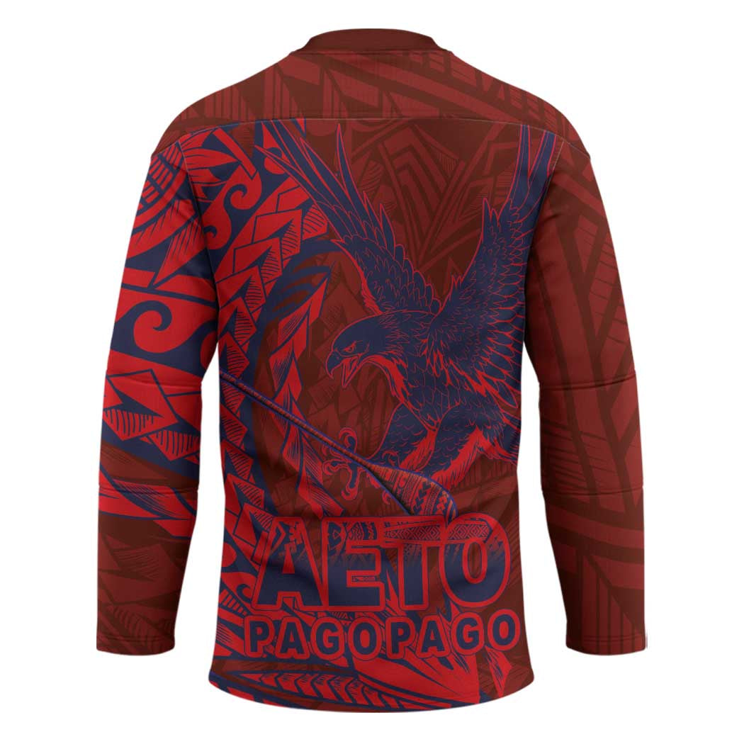 American Samoa Pago Pago Aeto Hockey Jersey Wingstyle Red-Blue Color LT03 - Polynesian Pride