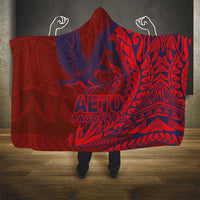 American Samoa Pago Pago Aeto Hooded Blanket Wingstyle Red-Blue Color LT03 - Polynesian Pride