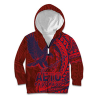 American Samoa Pago Pago Aeto Kid Hoodie Wingstyle Red-Blue Color LT03 Zip Hoodie Red - Polynesian Pride