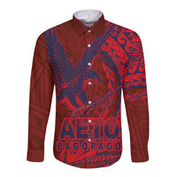 American Samoa Pago Pago Aeto Long Sleeve Button Shirt Wingstyle Red-Blue Color LT03 Unisex Red - Polynesian Pride