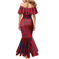 American Samoa Pago Pago Aeto Mermaid Dress Wingstyle Red-Blue Color LT03 - Polynesian Pride