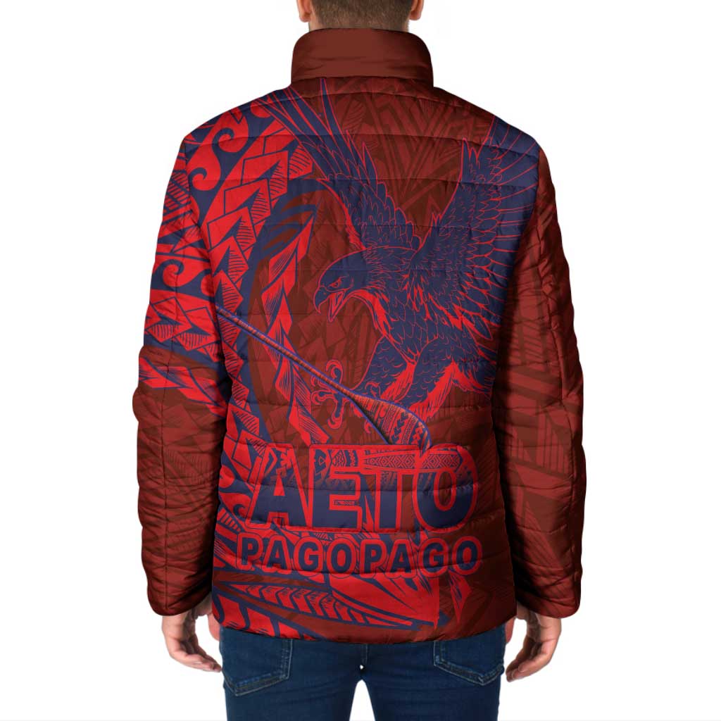 American Samoa Pago Pago Aeto Padded Jacket Wingstyle Red-Blue Color LT03 - Polynesian Pride