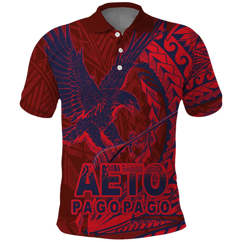 American Samoa Pago Pago Aeto Polo Shirt Wingstyle Red-Blue Color LT03 Red - Polynesian Pride