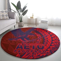 American Samoa Pago Pago Aeto Round Carpet Wingstyle Red-Blue Color LT03 - Polynesian Pride