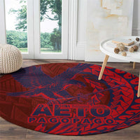 American Samoa Pago Pago Aeto Round Carpet Wingstyle Red-Blue Color LT03 - Polynesian Pride