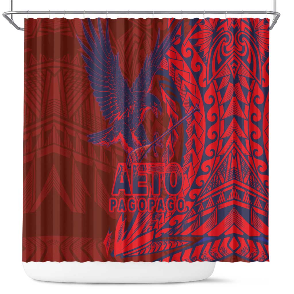 American Samoa Pago Pago Aeto Shower Curtain Wingstyle Red-Blue Color LT03 Red - Polynesian Pride