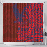 American Samoa Pago Pago Aeto Shower Curtain Wingstyle Red-Blue Color LT03 - Polynesian Pride