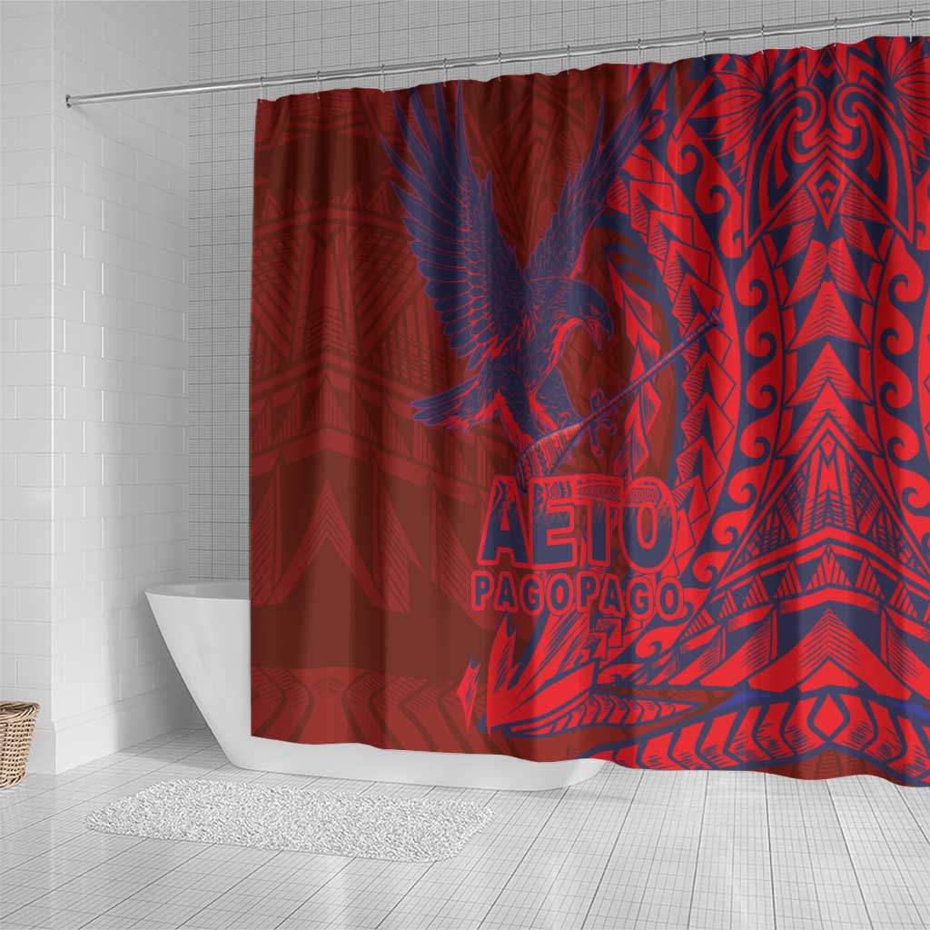 American Samoa Pago Pago Aeto Shower Curtain Wingstyle Red-Blue Color LT03 - Polynesian Pride