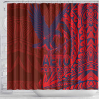 American Samoa Pago Pago Aeto Shower Curtain Wingstyle Red-Blue Color LT03 - Polynesian Pride