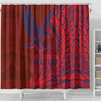 American Samoa Pago Pago Aeto Shower Curtain Wingstyle Red-Blue Color LT03 - Polynesian Pride