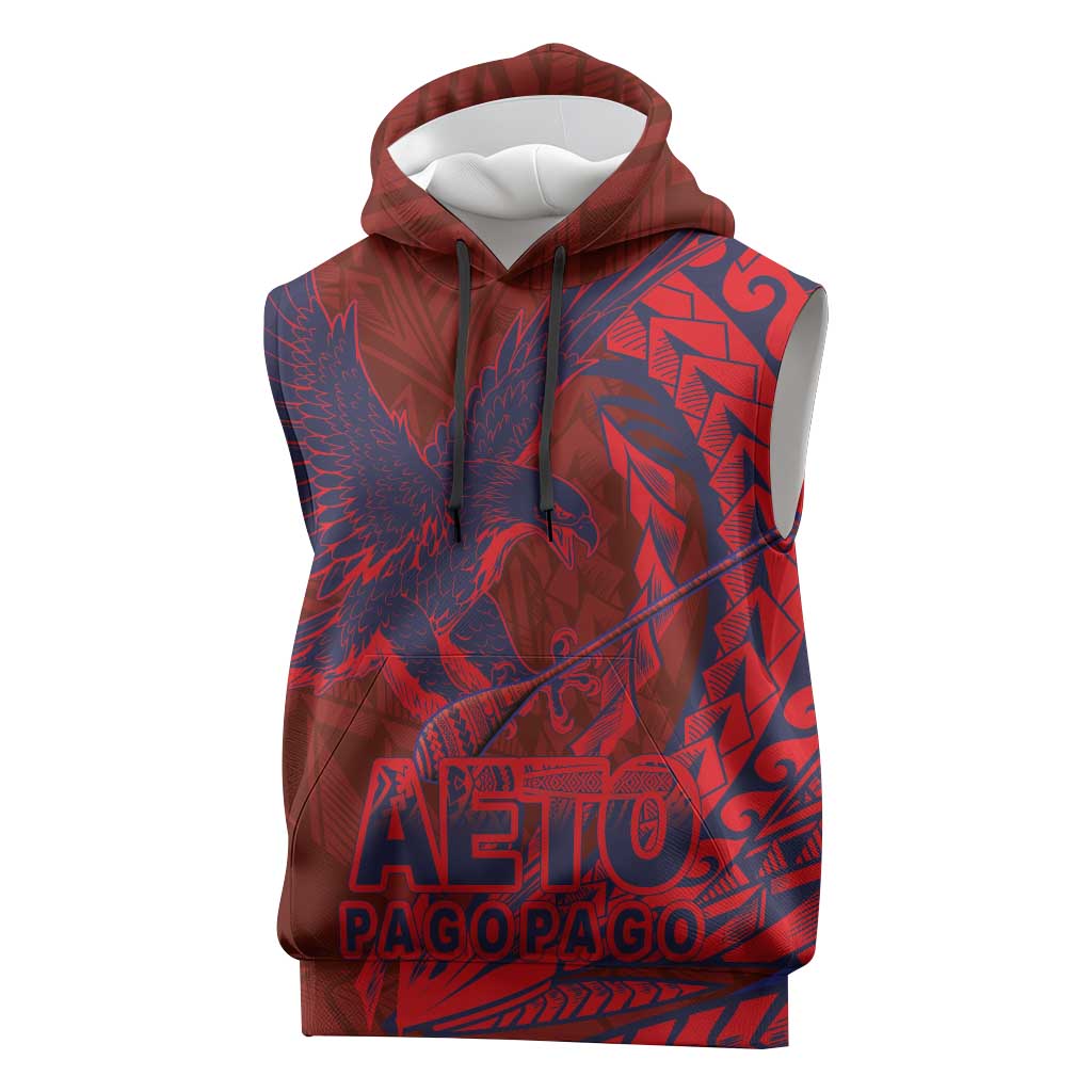 American Samoa Pago Pago Aeto Sleeveless Hoodie Wingstyle Red-Blue Color LT03 Red - Polynesian Pride