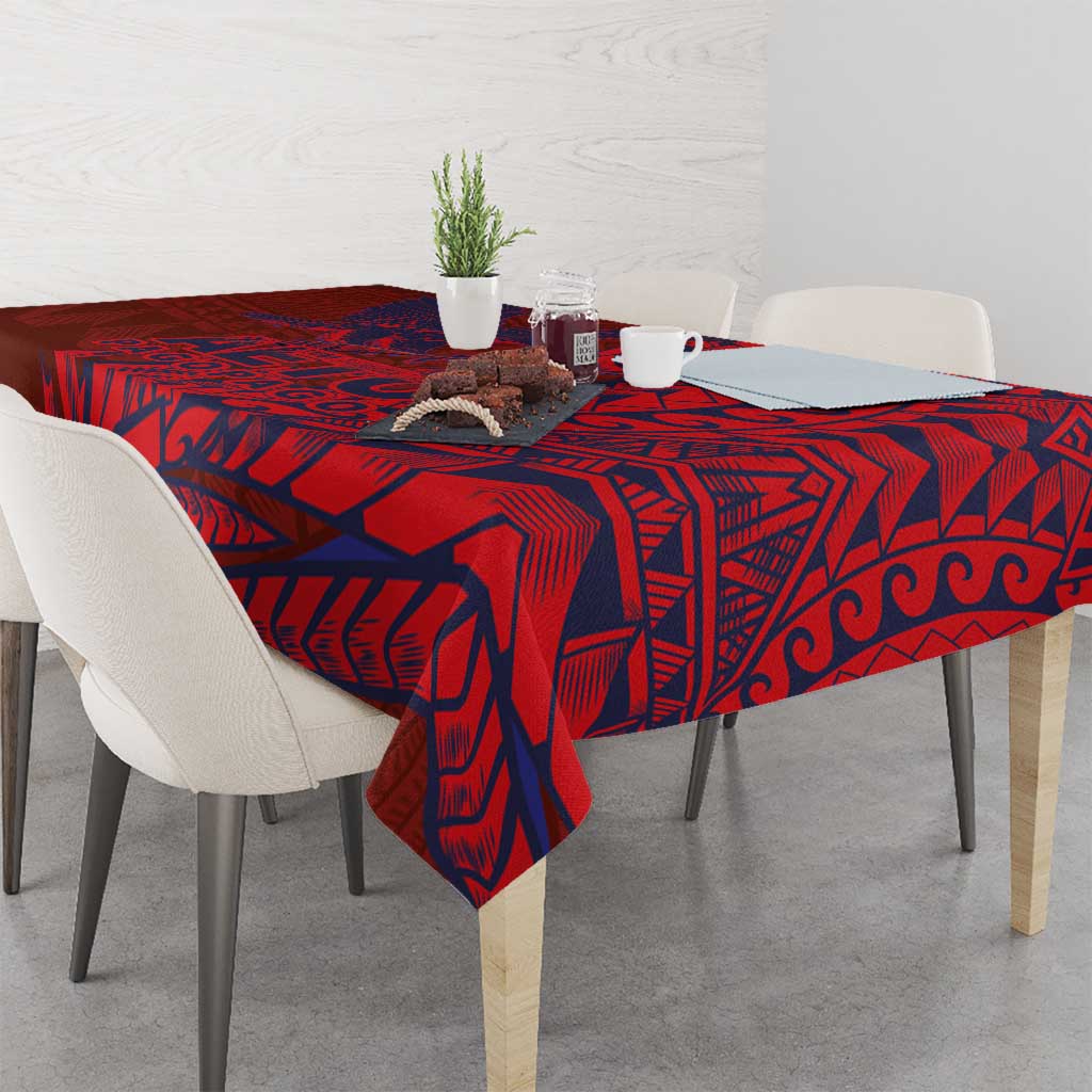 American Samoa Pago Pago Aeto Tablecloth Wingstyle Red-Blue Color LT03 - Polynesian Pride