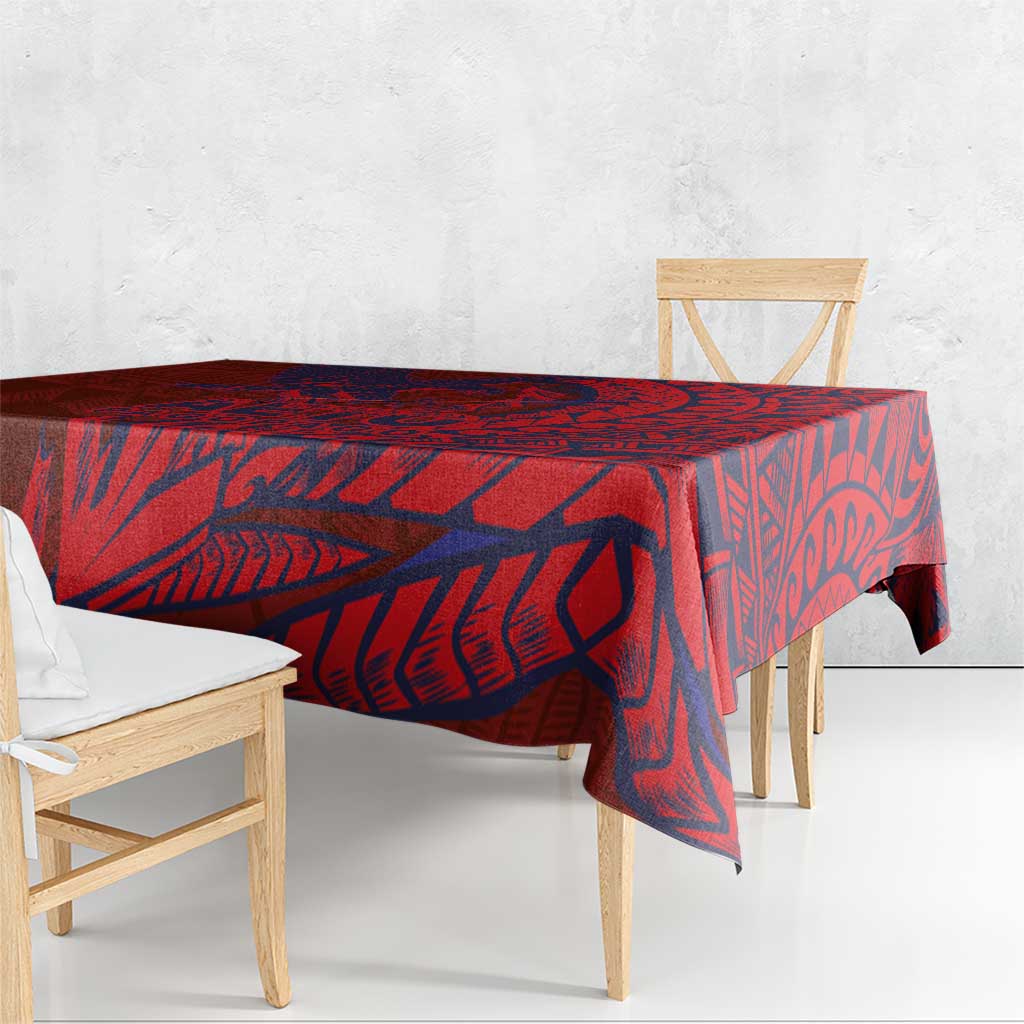 American Samoa Pago Pago Aeto Tablecloth Wingstyle Red-Blue Color LT03 - Polynesian Pride