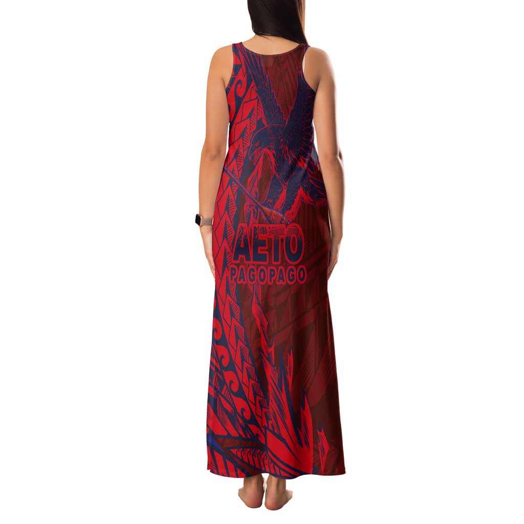 American Samoa Pago Pago Aeto Tank Maxi Dress Wingstyle Red-Blue Color LT03 - Polynesian Pride