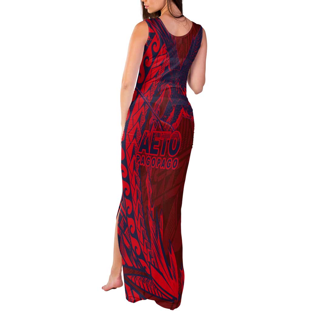 American Samoa Pago Pago Aeto Tank Maxi Dress Wingstyle Red-Blue Color LT03 - Polynesian Pride