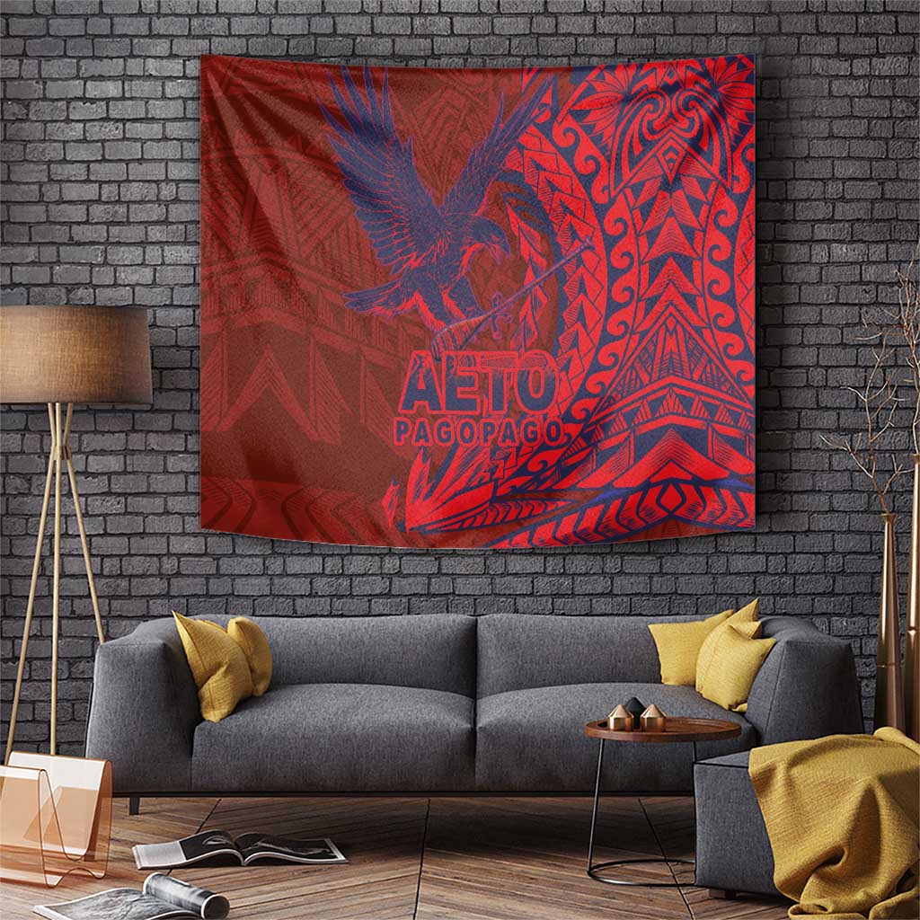 American Samoa Pago Pago Aeto Tapestry Wingstyle Red-Blue Color LT03 Red - Polynesian Pride
