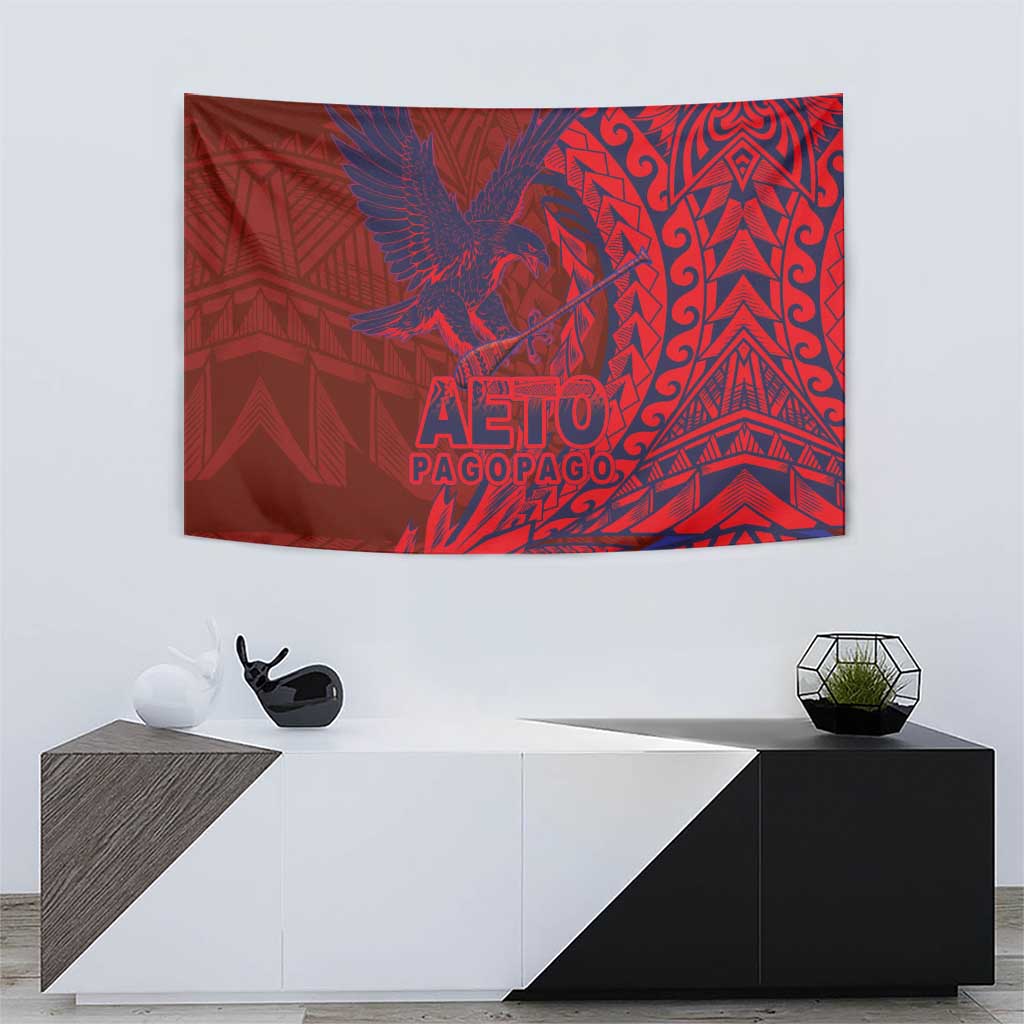 American Samoa Pago Pago Aeto Tapestry Wingstyle Red-Blue Color LT03 - Polynesian Pride