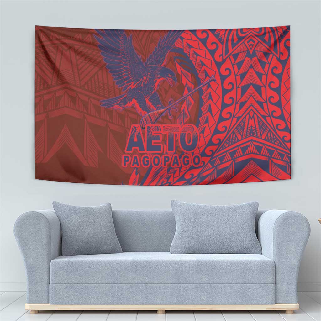 American Samoa Pago Pago Aeto Tapestry Wingstyle Red-Blue Color LT03 - Polynesian Pride