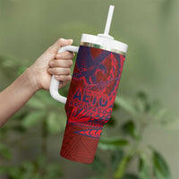 American Samoa Pago Pago Aeto Tumbler With Handle Wingstyle Red-Blue Color LT03 - Polynesian Pride