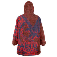 American Samoa Pago Pago Aeto Wearable Blanket Hoodie Wingstyle Red-Blue Color LT03 - Polynesian Pride