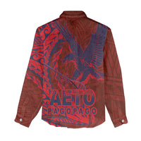 American Samoa Pago Pago Aeto Women Casual Shirt Wingstyle Red-Blue Color LT03 - Polynesian Pride