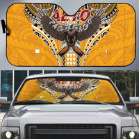 American Samoa Pago Pago Aeto Auto Sun Shade Bald Eagle with Polynesian Art Tattoos LT03 Yellow - Polynesian Pride
