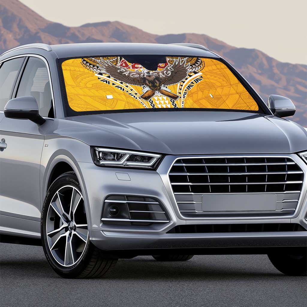 American Samoa Pago Pago Aeto Auto Sun Shade Bald Eagle with Polynesian Art Tattoos LT03 - Polynesian Pride