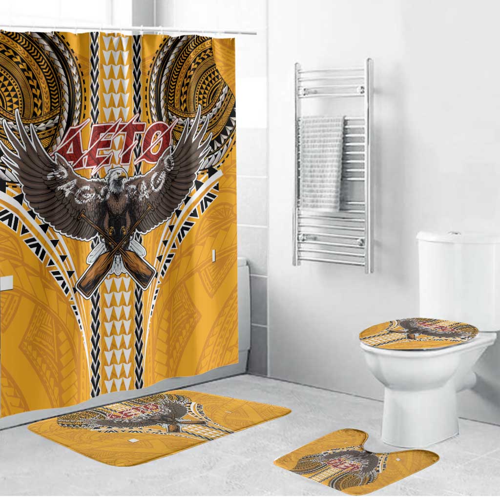 American Samoa Pago Pago Aeto Bathroom Set Bald Eagle with Polynesian Art Tattoos LT03 Bathroom Set (4 pcs) Yellow - Polynesian Pride