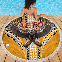 American Samoa Pago Pago Aeto Beach Blanket Bald Eagle with Polynesian Art Tattoos LT03 - Polynesian Pride