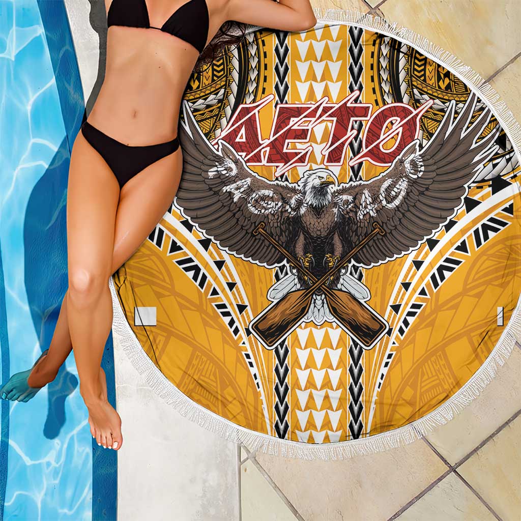 American Samoa Pago Pago Aeto Beach Blanket Bald Eagle with Polynesian Art Tattoos LT03 - Polynesian Pride