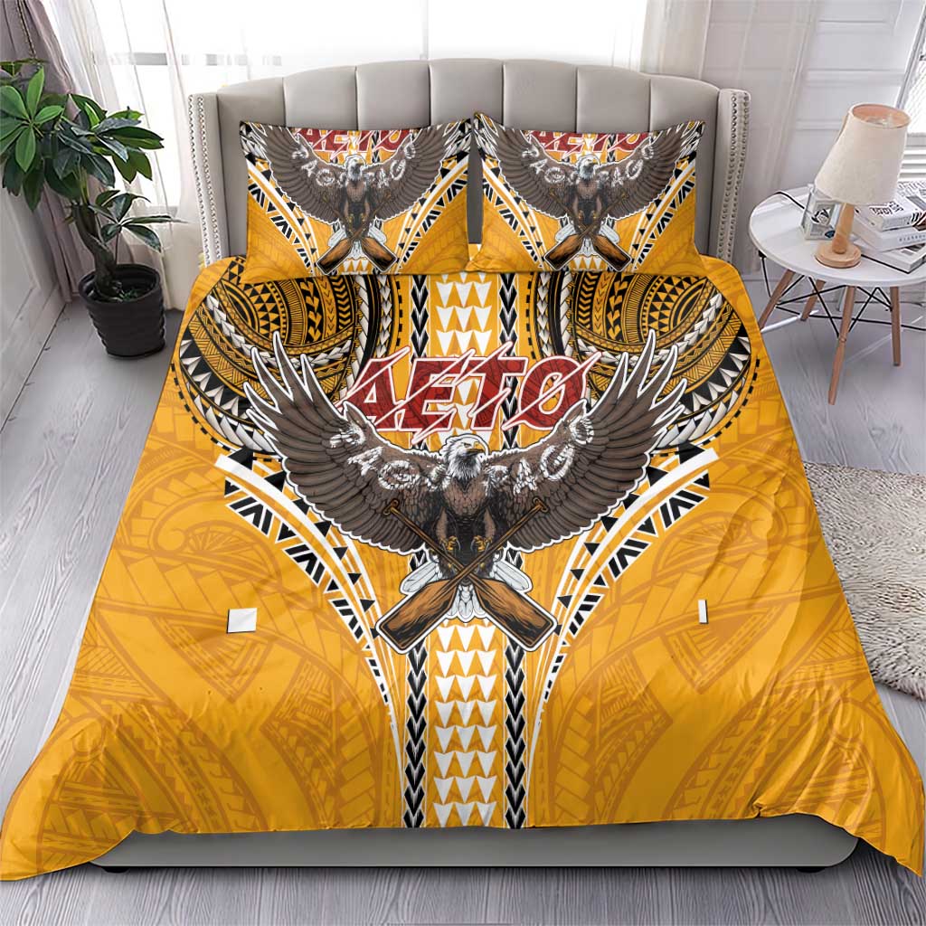 American Samoa Pago Pago Aeto Bedding Set Bald Eagle with Polynesian Art Tattoos LT03 - Polynesian Pride