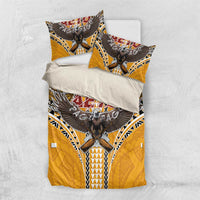 American Samoa Pago Pago Aeto Bedding Set Bald Eagle with Polynesian Art Tattoos LT03 US Twin 172cm x 218cm Yellow - Polynesian Pride
