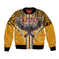 American Samoa Pago Pago Aeto Bomber Jacket Bald Eagle with Polynesian Art Tattoos LT03 Unisex Yellow - Polynesian Pride