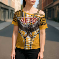 American Samoa Pago Pago Aeto Cross Shoulder Shirt Bald Eagle with Polynesian Art Tattoos LT03 - Polynesian Pride