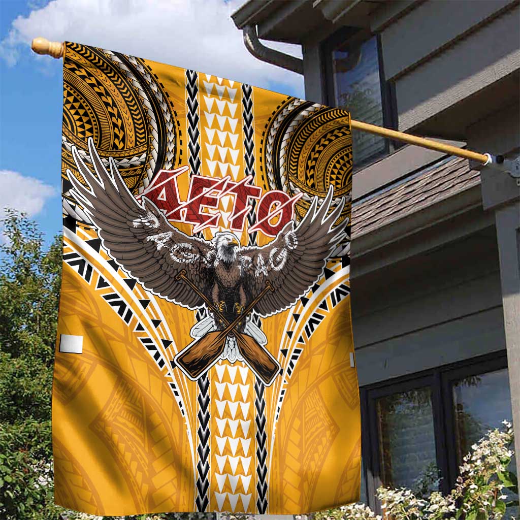 American Samoa Pago Pago Aeto Garden Flag Bald Eagle with Polynesian Art Tattoos LT03 - Polynesian Pride