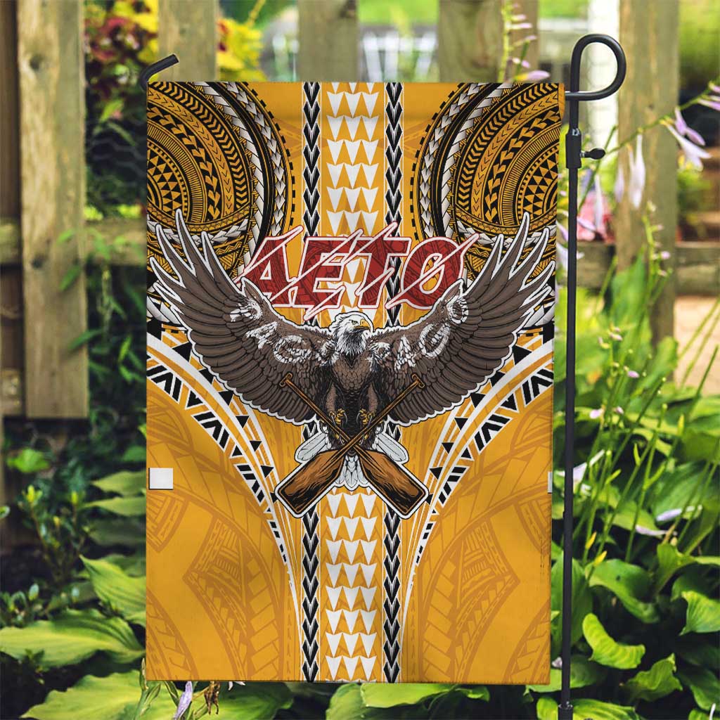 American Samoa Pago Pago Aeto Garden Flag Bald Eagle with Polynesian Art Tattoos LT03 Garden Flag Yellow - Polynesian Pride
